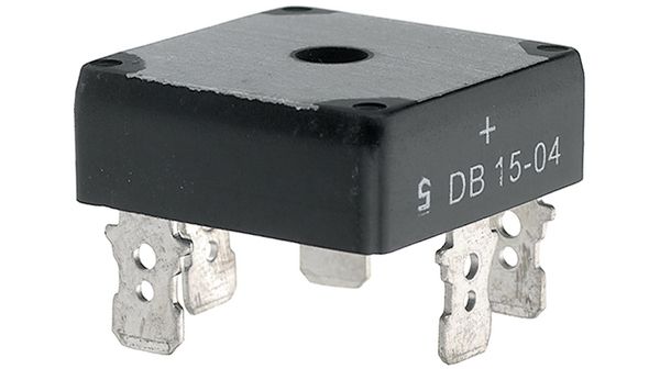 Bridge Rectifier Diode, 3 Phase, 15A, 400V V(RRM), Silicon, 28.50 X 28.50 MM, 10 MM HEIGHT, ROHS COMPLIANT, PLASTIC PACKAGE-5