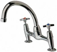 Pegler Yorkshire Twist Handle Water Tap, Dual Flow Pillar Pattern Sink Mixer, 1/2 in BSP