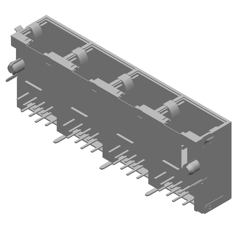 32 Pos, 4 Port, Female, Shielded, Right Angle, Telecom/Datacom Connector