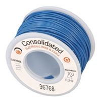 22 AWG Light Blue Solid Tinned-Copper Hook-Up Wire 100 Feet
