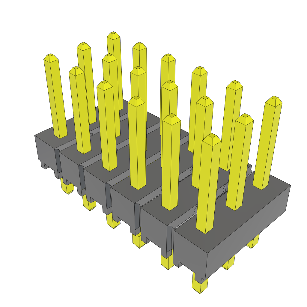 18-Position 3-Row Shrouded Header, 2.54mm Pitch, Through Hole Mount, 125°C