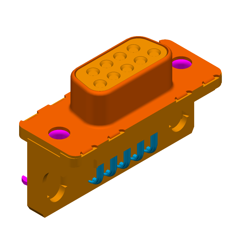 D Subminiature Connector, 9 Contact(s), Female, 0.108 inch Pitch, Solder Terminal, M3, Plug,