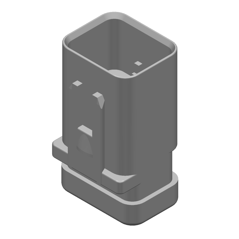 8P Rectangular Connector, PBT, Red, Male Pin, 125°C