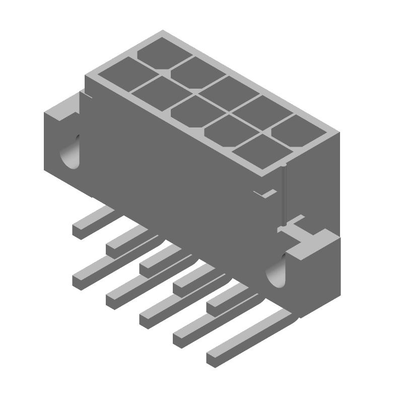 Power Connector, 10 Pos, 4.2mm Pitch, RA Solder, Thru-Hole, 9A, 600V