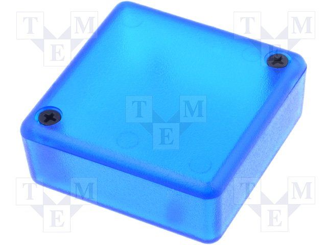 ABS enclosure, (L x W x H) 50 x 50 x 20 mm, blue/transparent, IP54, 1551RTBU