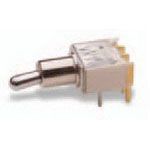 SPDT Toggle Switch, ON-OFF-ON, 2A 120VAC 28VDC, PC Pins, Right Angle