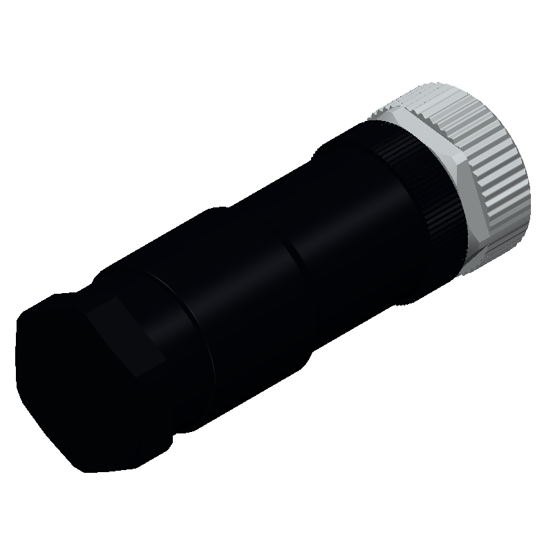 M12 4-Pos Female Socket, Straight, Screw, 12A, 60V, IP67