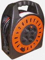 25m Extension Reel Type E - French,4 Socket No,Unwound Current Rating 16A,230 V IP20,Black, Red