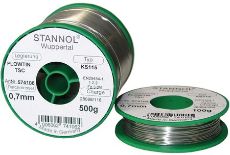Solder wire Sn95/Ag4/Cu1 500 g 0.5 mm, KS115, 574114, Stannol