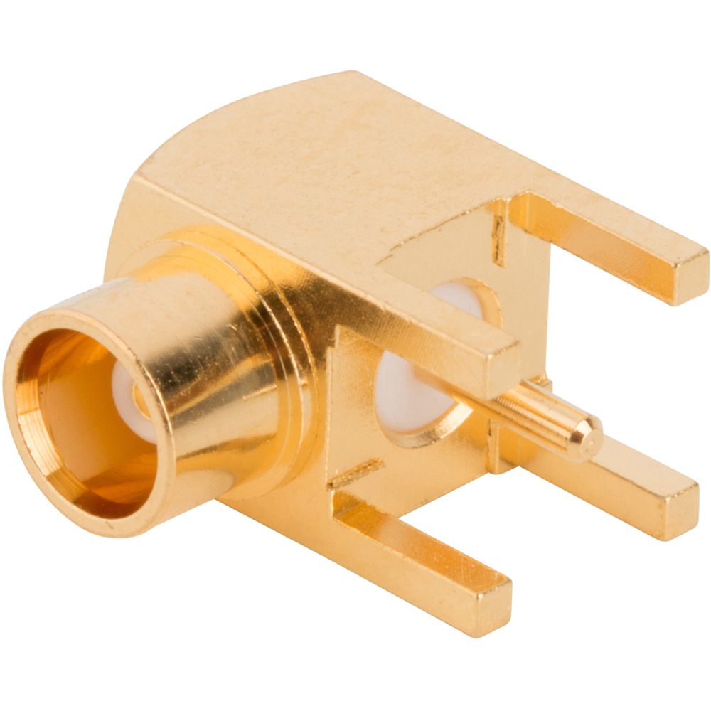 RF MCX Connector, Female, Right Angle, 6GHz, 50 Ohm, Gold