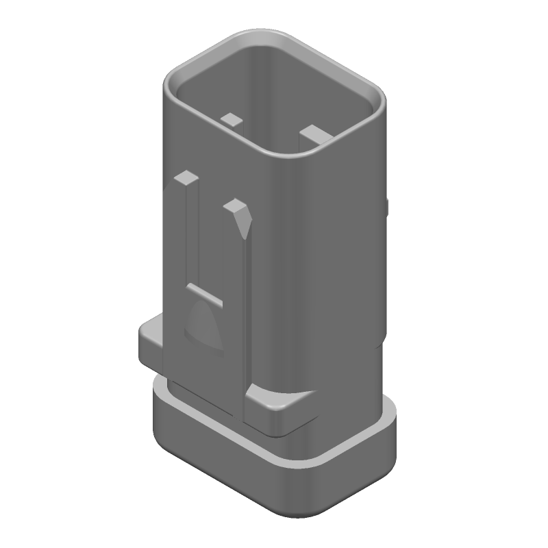 4P Rectangular Connector, Female, PBT, Grey, 4 Pos, Crimp