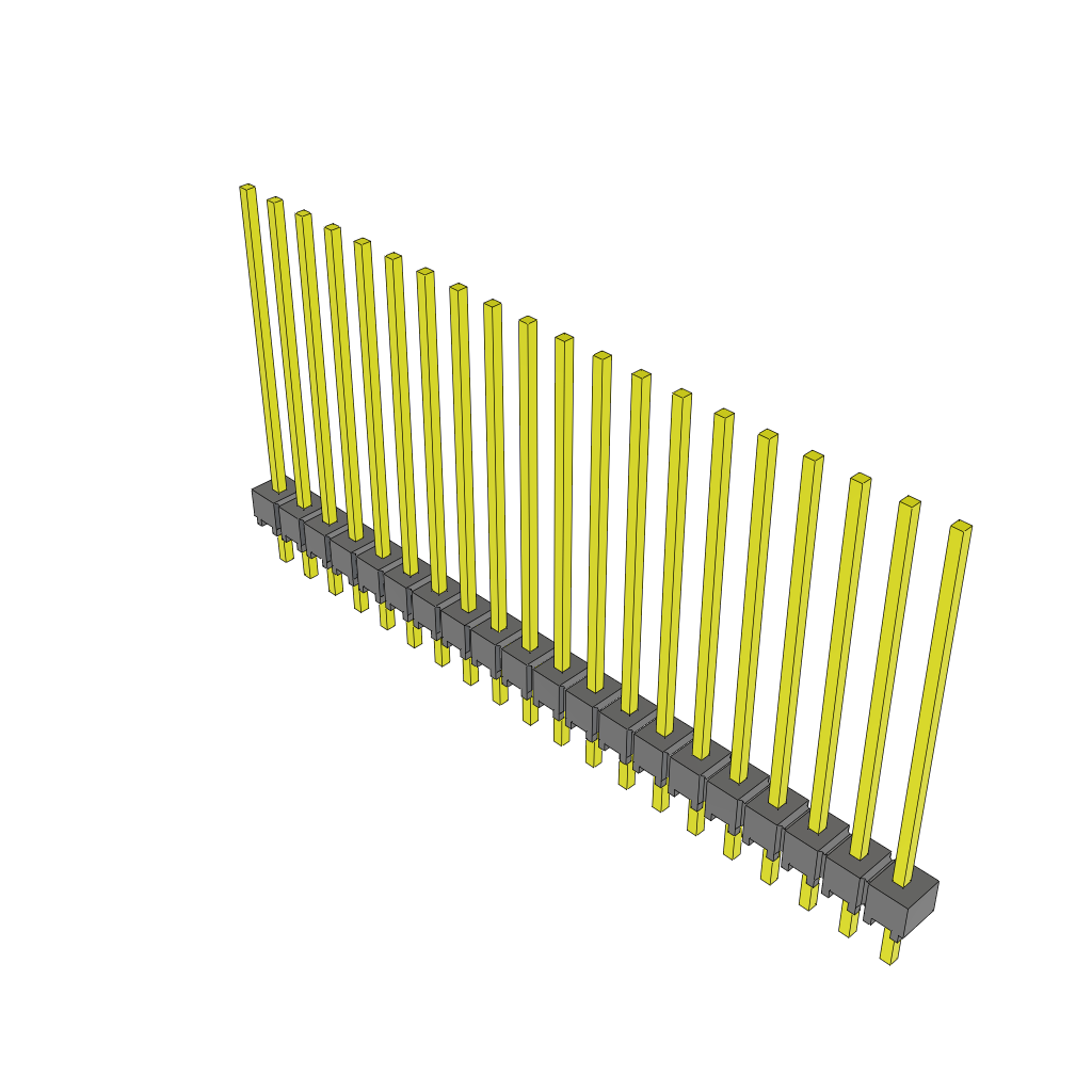 20-Contact Unshrouded Header, HDR, 2.54mm Pitch, Through Hole Mount