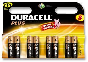 BATTERY, DURACELL PLUS, AA, PK8