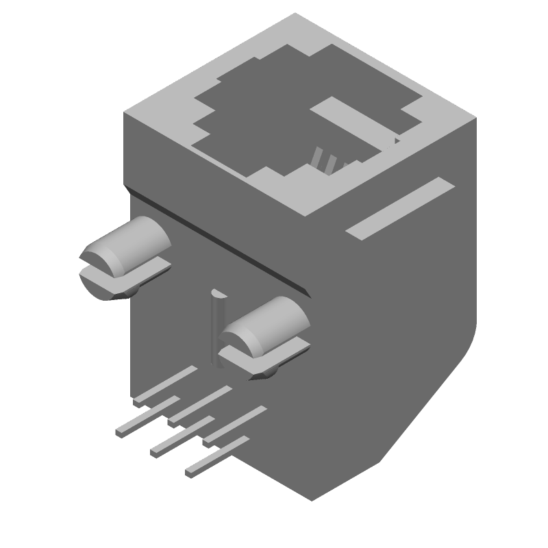 Modular Connector, 6P/6C, Female, Right Angle, Solder, 1.5A, 150V