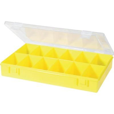 Polypropylene (PP) 12-Compartment Organiser Box, Component Storage Box, Yellow, Alutec 611800
