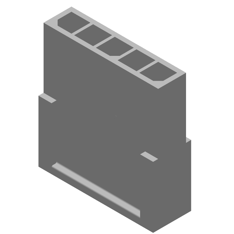 5 Pos Male Pin Rectangular Connector, 5A, 250V, Black, Free Hanging