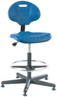 INDUSTRIAL TASK STOOL ON GLIDES W/FOOTRING; Product Range:-; Body Material:Polyurethane Seat & Back; Plastic Base; Chrome Footring; Colour:Gray; For Use With:Bevco 3850S/5 Dual-Wheel Hard-Floor Casters; Weight:34lb ;RoHS Compliant: NA