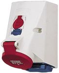 CEE double wall sockets red 16 A/400 VAC, DE/Schuko, 1649, Mennekes