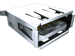 Conn USB 2.0 Type B F 4 POS 2.5mm Solder RA Thru-Hole 4 Terminal 1 Port Tray