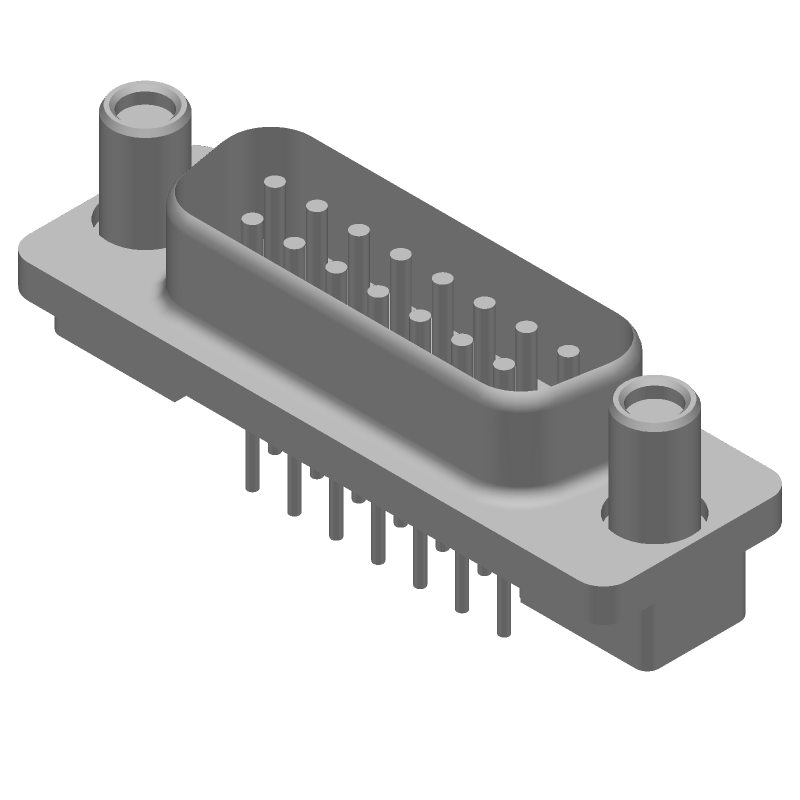 15 Pos D-Sub Plug, Male, Straight, Solder, Steel Shell, Gold/Tin Contacts