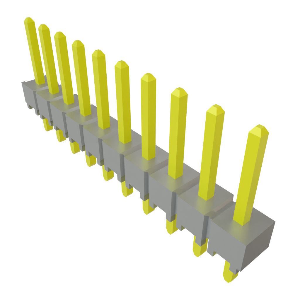 10 Pos 2.54mm Straight Header, Male Pin, Gold Plated, 7.6A