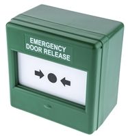 Green Break Glass Fire Alarm Call Point Emergency Release Call Point, 87 x 87 x 53mm