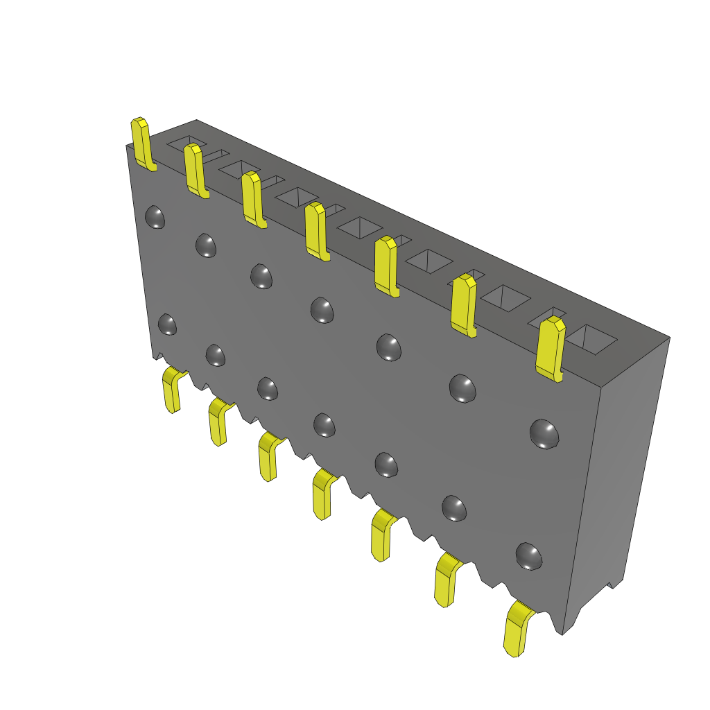 7 Pos 2.54mm Gold Socket Header, SMD RA, 125°C