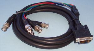 VDC         104910912             Audio / Video Cable Assembly, DVI-A Plug, BNC Plug, x 5, 6.5 ft, 2 m, Black