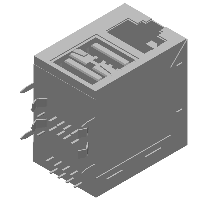 RJ45+USB Connector, 2x1, 16 Pos, Shielded, Right Angle