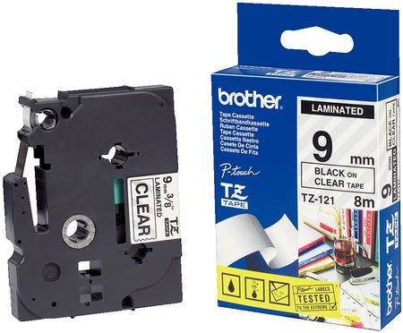 Label tape, fluorescent 12 mm black on yellow, TZE-C31, Brother