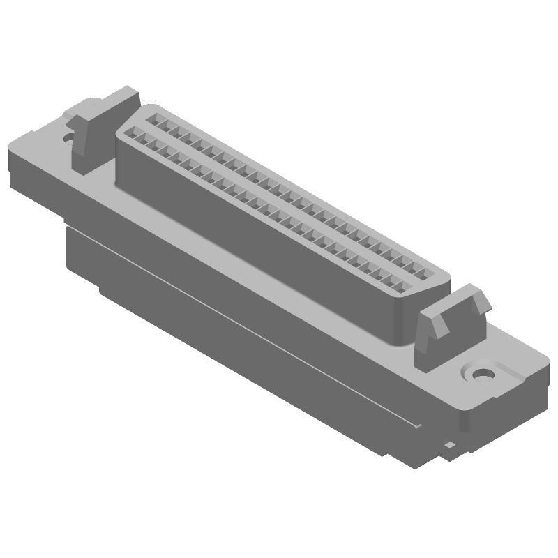 50 Pos 2 Row Female Rectangular Connector, Right Angle, IDC, Panel Mount