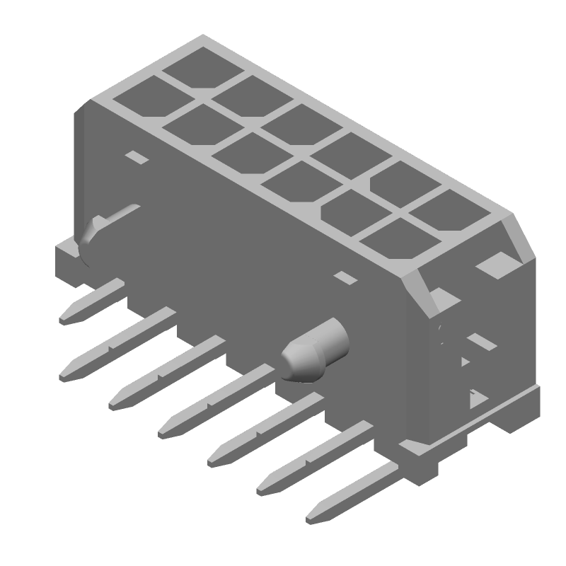 12 Pos Rectangular Power Connector, 5A, 600V, Right Angle, Solder