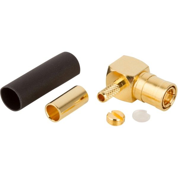 SMB RF Connector, Right Angle, 4GHz, 50 Ohm, Gold, Solder