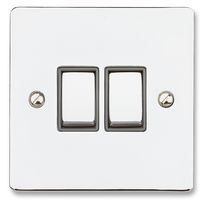 SWITCH, FLAT, PC, 2 GANG, 2 WAY; Finish:-; Product Range:-