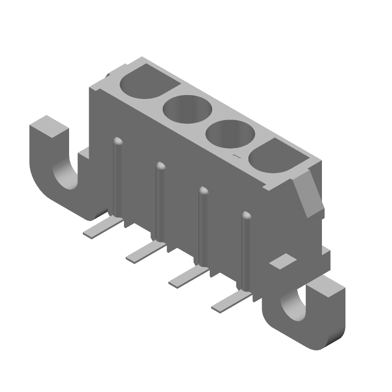 4 Pos Power Wire-to-Board RA Connector, 19A, 600V, Tin
