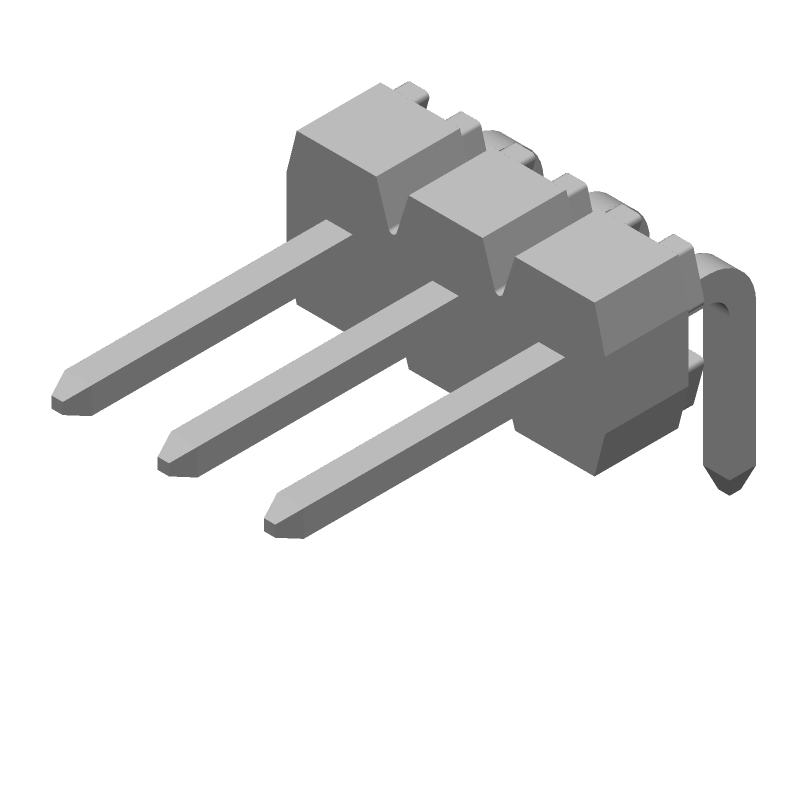 3 Pos Male Header, Right Angle, 2.54mm Pitch, Solder