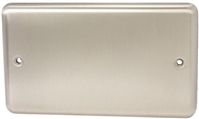 Deta Satin Chrome 2 Gang Steel n/a Faceplate & Mounting Plate