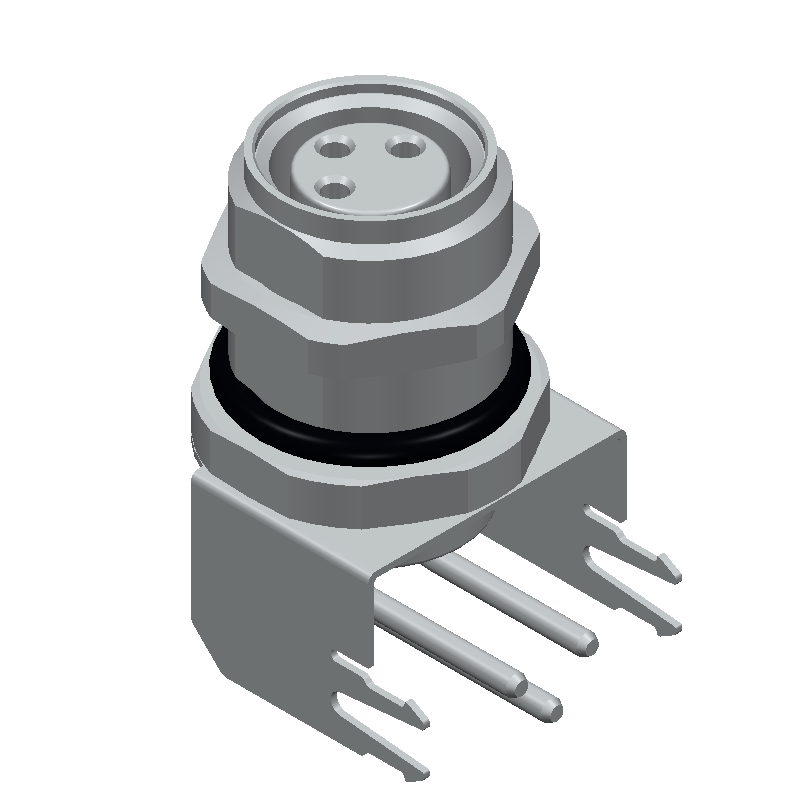3-Pos Gold Flush Connector, 4A, 30V, IP67, Through Hole
