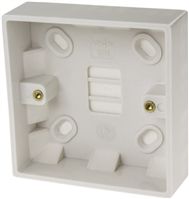 Deta Moulded Boxes White Gloss Urea Formaldehyde Back Box, BS Standard, IP00, SURFACE mount, 1 Gangs
