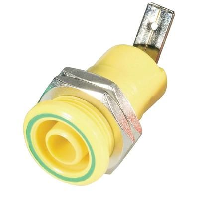 Safety jack socket Socket, vertical vertical Pin diameter: 4 mm Yellow