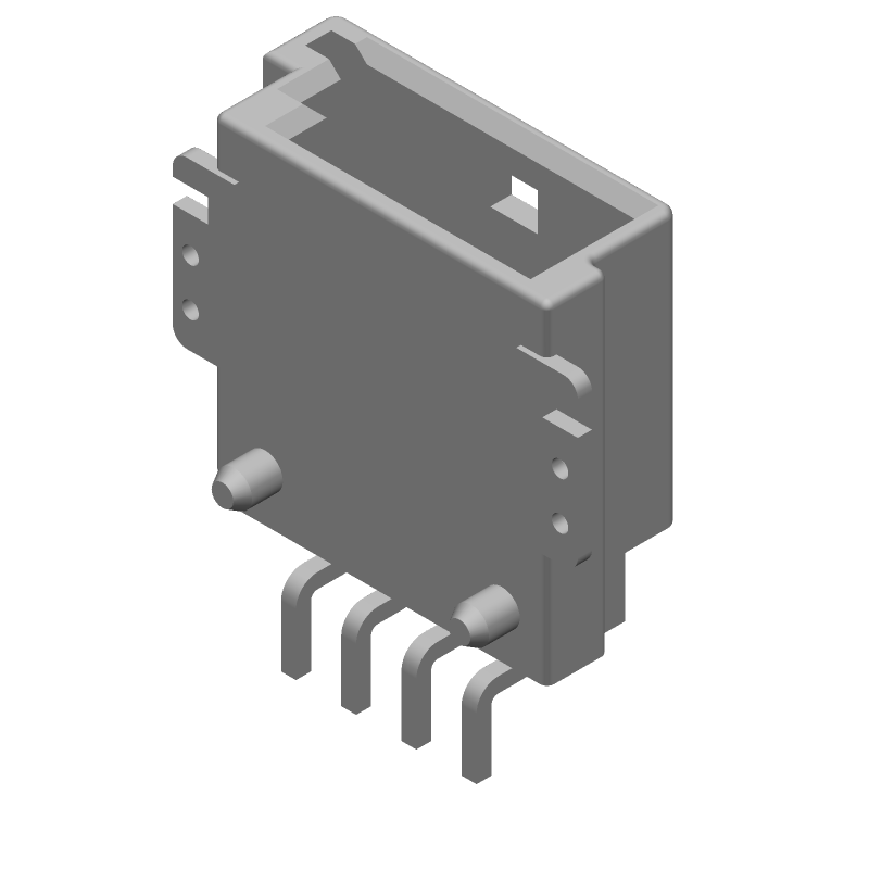 4 Pos Signal Rectangular Connector, Right Angle, SMD, Tin Plated