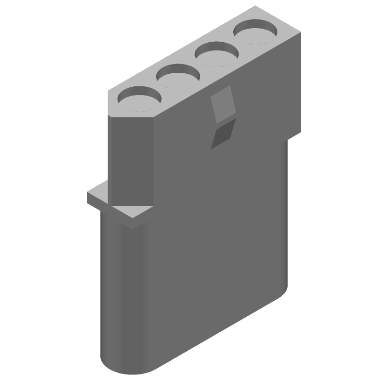4 Pos Rectangular Connector, 13A, 250V, Wire-to-Wire, Receptacle