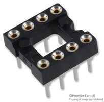 8-Pin DIP Socket, 2.54mm Pitch, Gold Contacts, Solder, Through Hole