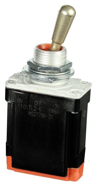 Switch Toggle (ON) OFF ON SPDT Round Lever IWTS 10A 277VAC 250VDC 372.85VA Panel Mount with Threads