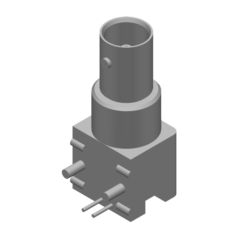 RF Connector BNC 75 Ohm Male RA Solder Thru-Hole Gold