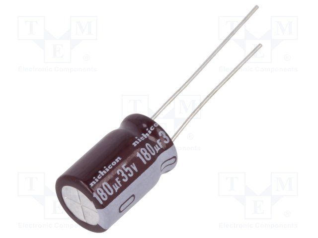 Cap Aluminum Lytic 180uF 35V 20% (10 X 15mm) Radial 5mm 500mA 5000h 105°C Bulk