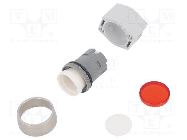 SWITCH,  PUSHBUTTON ACTUATORS,  NON-ILLUMINATED,  MAINTAINED,  ROUND,  RED LENS