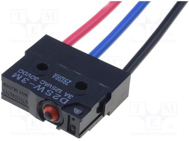 SPDT Snap Action Switch, 3A 250VAC, Pin Plunger, Wire Lead