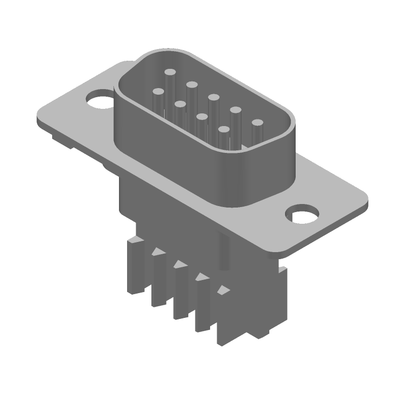 9 Pos Male D-Sub Connector, Shielded, Straight, IDC, 250V