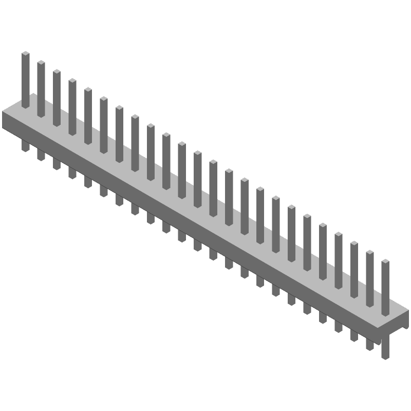 24 Pos 2.54mm Unshrouded Header, Vertical, Solder, Thru-Hole